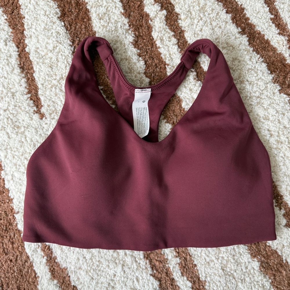 lululemon in alignment racerback bra - red merlot, size 4